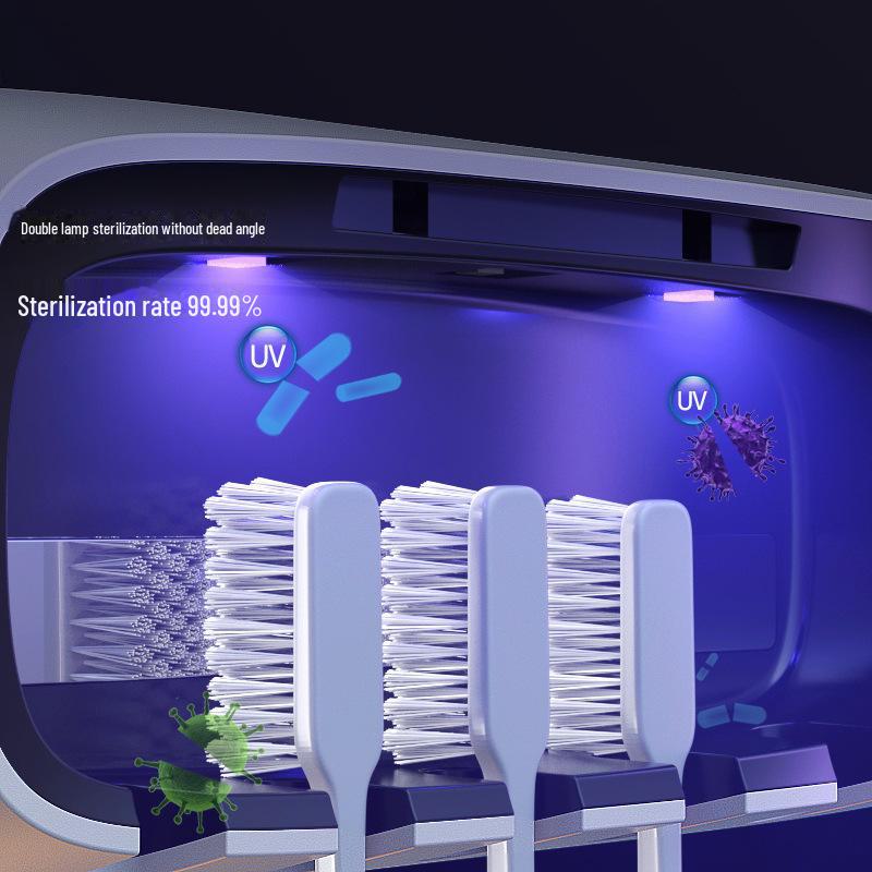 Sterilizzatore e Porta Spazzolino SmartPal UV - Collegabile alla rete, Montabile a parete, Asciugatura, Installazione senza foratura.