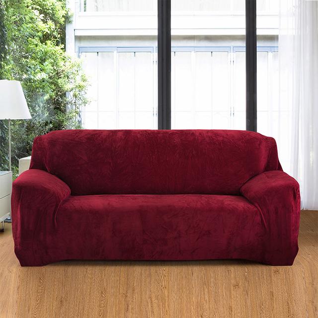 Levivel Velvet Plush Thicken Sofa Cover Simple Color L Shaped Corner Flexible Slipcover Stretch Couch Covers For Living Room Room 1pc