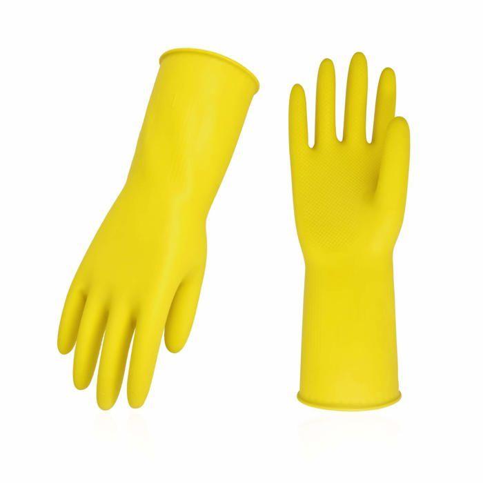Gants de Nettoyage Ménagers Réutilisables, Gants de Vaisselle en Caoutchouc, Epaisseur Supplémentaire, Manches Longues