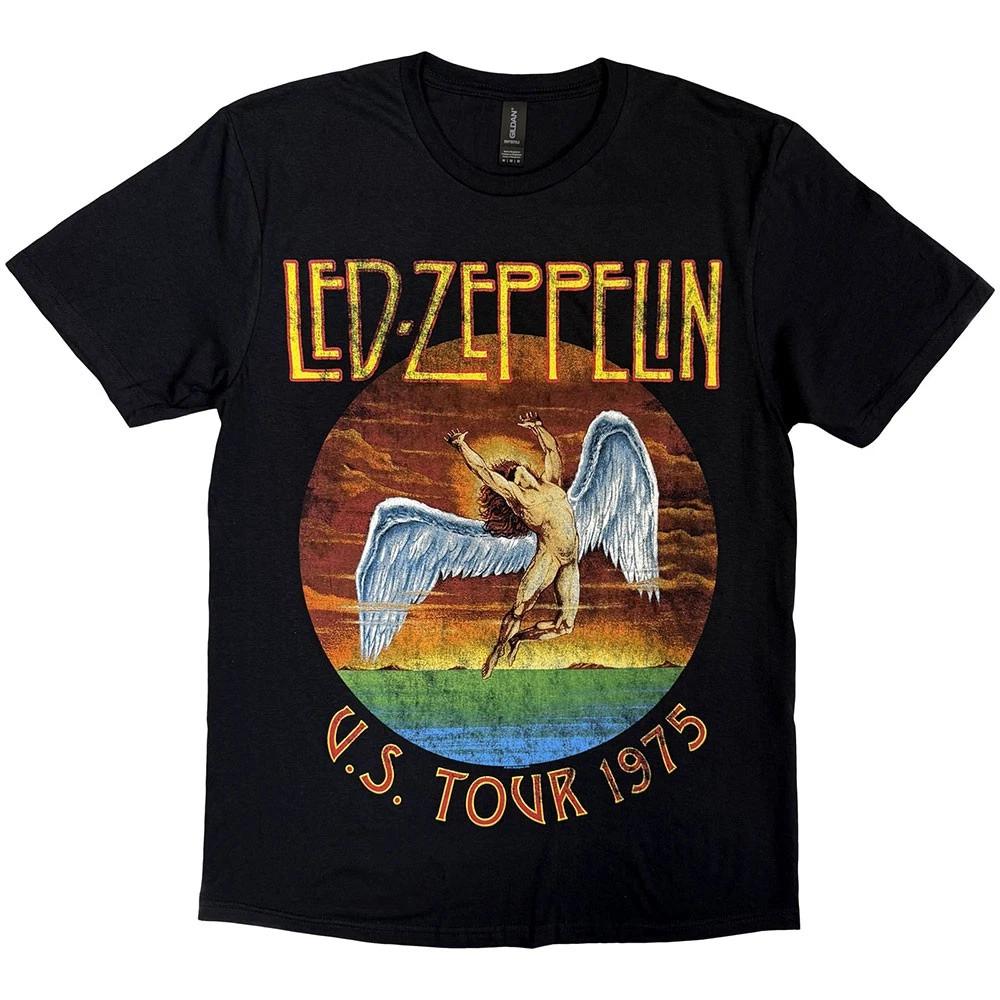 

Led Zeppelin T Shirt USA Tour 75 Band Logo new Official Mens Black 4XL