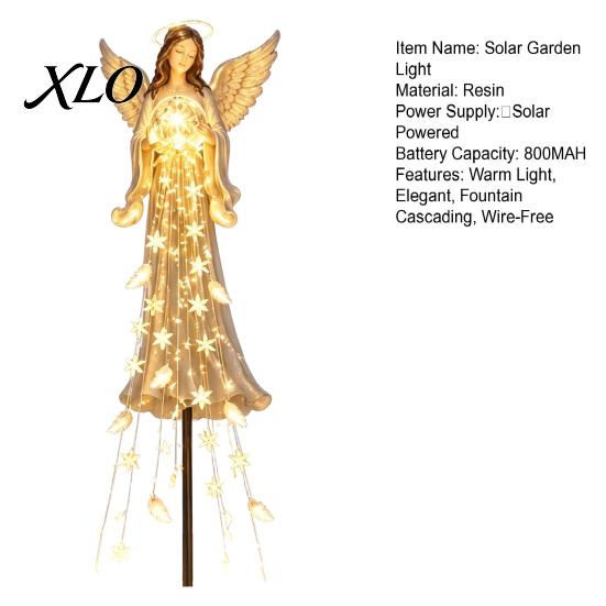 Sympathy Gifts for Loss Solar Powered Angel Remembrance Garden Light, Resin Blessing Fountain Statue with Cascading Front Yard Display Decor LED Warm