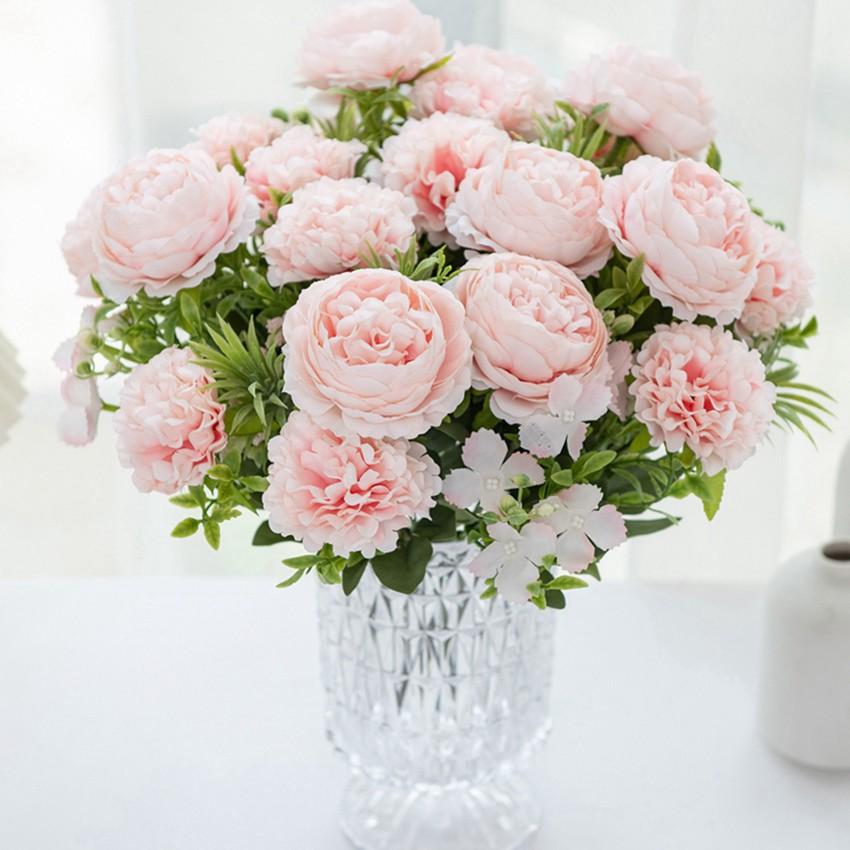 Silk Artificial Flowers Bulbous Chrysanthemum Peony Wedding Festival Home Table Vases Decoration Photography Props Diy Hot Sales