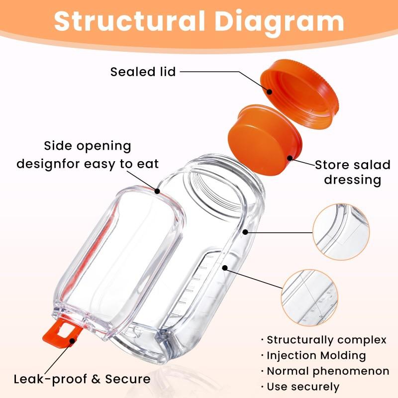Pote de Salada Portátil Camadas Verticais Plástico Pote de Salada Recipiente Lancheira À Prova de Vazamento Mantém Fresco Recipiente para Alimentos Transparente