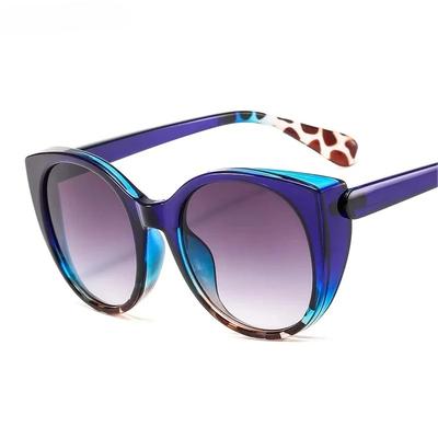 Lunettes de soleil œil de chat vintage pour femmes Marque de mode Desi Lunettes surdimensionnées dégradées Rétro Bleu Imprimé léopard lunette eil femme