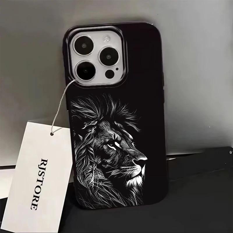 Luxury Lion Pattern Cool Phone Case for iPhone 17AIR 16 15 14 13 12 11 PRO MAX MINI XSMAX XR 7 8 PLUS Y2K Minimalism Soft Cover