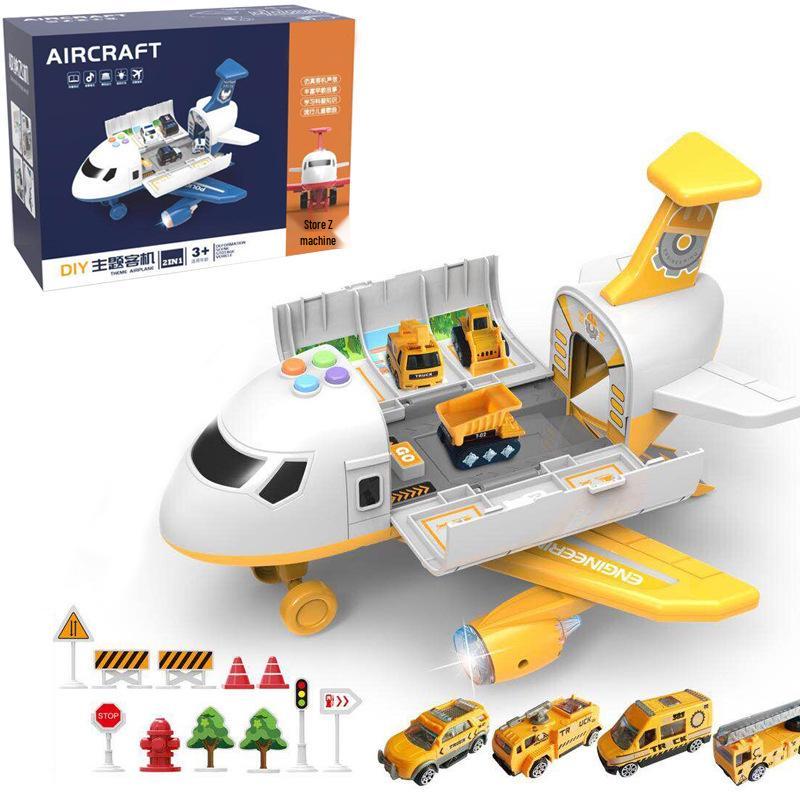 Children's Inertial Toy Car Set with Airplane and Music
