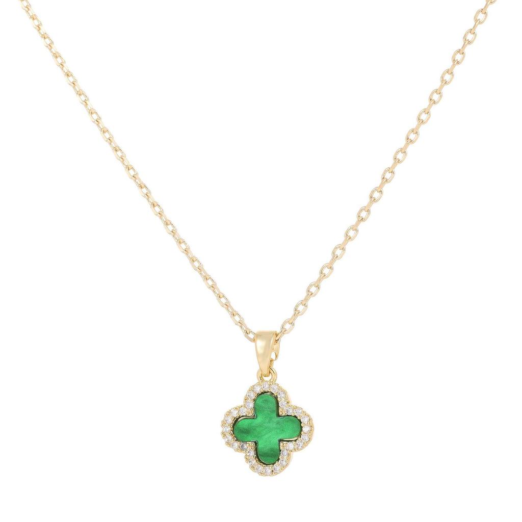 Women's High-End Four-Leaf Clover Zircon Necklace: Versatile Niche Design Clavicle Chain
