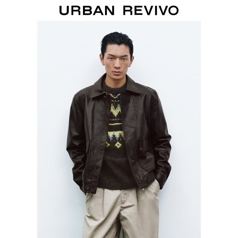 Men s Retro Pleated PU Jacket M