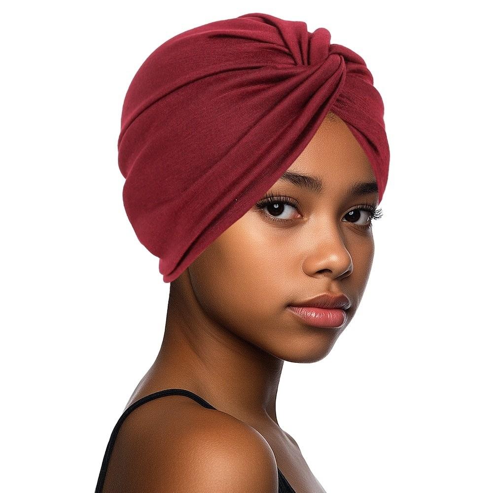 

Comfortable Vintage Hijab Caps Elastic Soft Polyester Twist Knot Turban Hat Breathable Wrap Style Head Wrap Cap Women Headwear красный