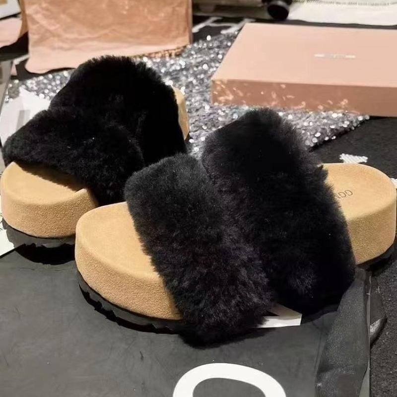 Fashion Fluffy Women Flats Slippers Fashion Platform Casual Shoes 2025 Autumn New Trends Slingback Flip Flops Cozy Zapatillas De Mujer