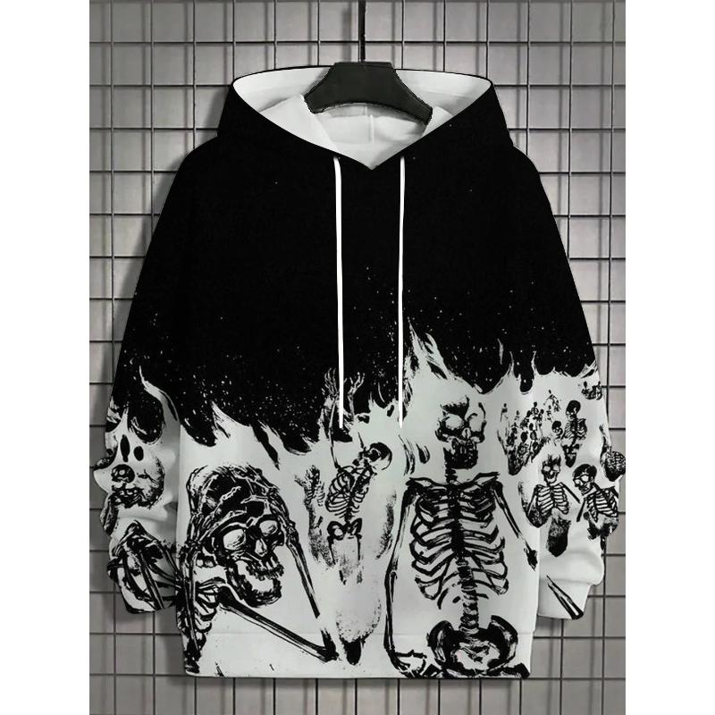 Autumn Winter Men's Sports Hoodies Unisex 3d Printing Halloween Skull Pattern Printed Hoodies Harajuku Fashion Pullovers