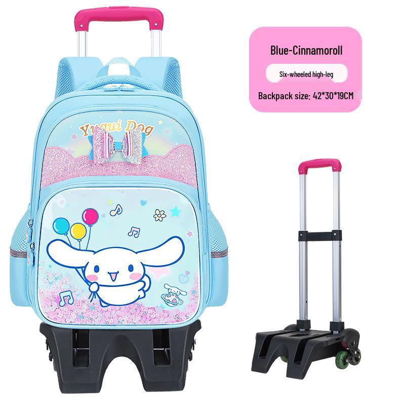 Lightweight Trolley Schoolbag for Primary School Girls - Large Capacity Backpack for Grades 1-6