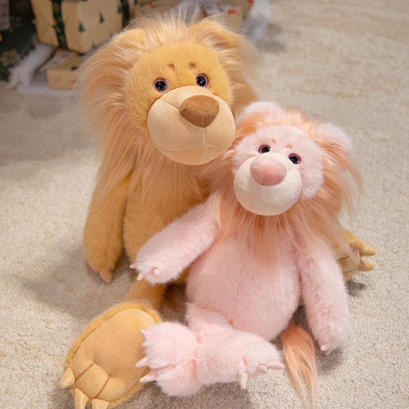 40/50cm Stuffed Lion Plush Toy Soft Yellow Pink Female Male Cartoon Animal Huggable Plushie Companion Gift