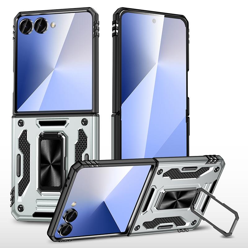 Applicable to Samsung Z Flip 1 mobile phone case metal ring bracket zflip1 folding anti-drop  case