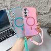 Fashion Laser Gradient Magnetic Lanyard Shockproof Case for Samsung A55 A16 A54 A53 A35 A25 A15 A56 A36 A26 5G Cover