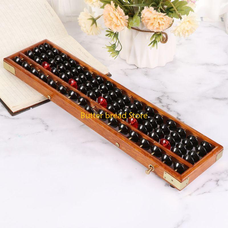 W89C 17 Digits Wooden Soroban Standard Abacus Chinese Calculator Counting Math Learni