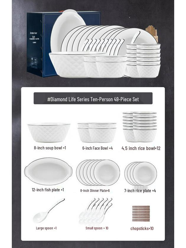 Kangmo 49-Piece Ceramic Dinnerware Set