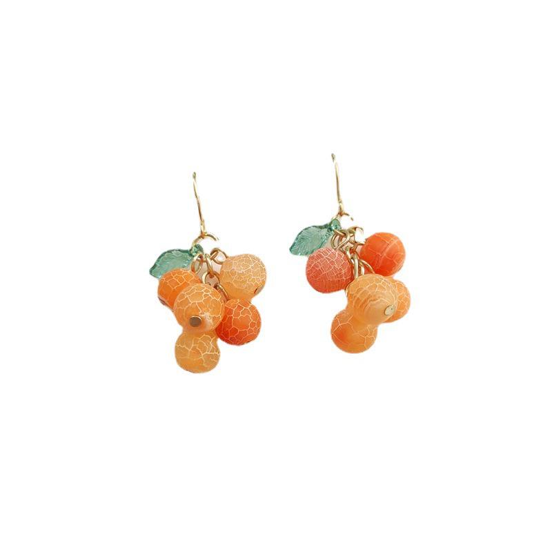 Sweet Orange Tangerine Earrings with S925 Hooks - Cute, Simple, Fresh Style Jewelry