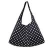 Korean Polka Dot Canvas Tote Bag Women Versatile Casual Shoulder Crossbody Bag Simple Fashion Handbag For Daily Commute Outings
