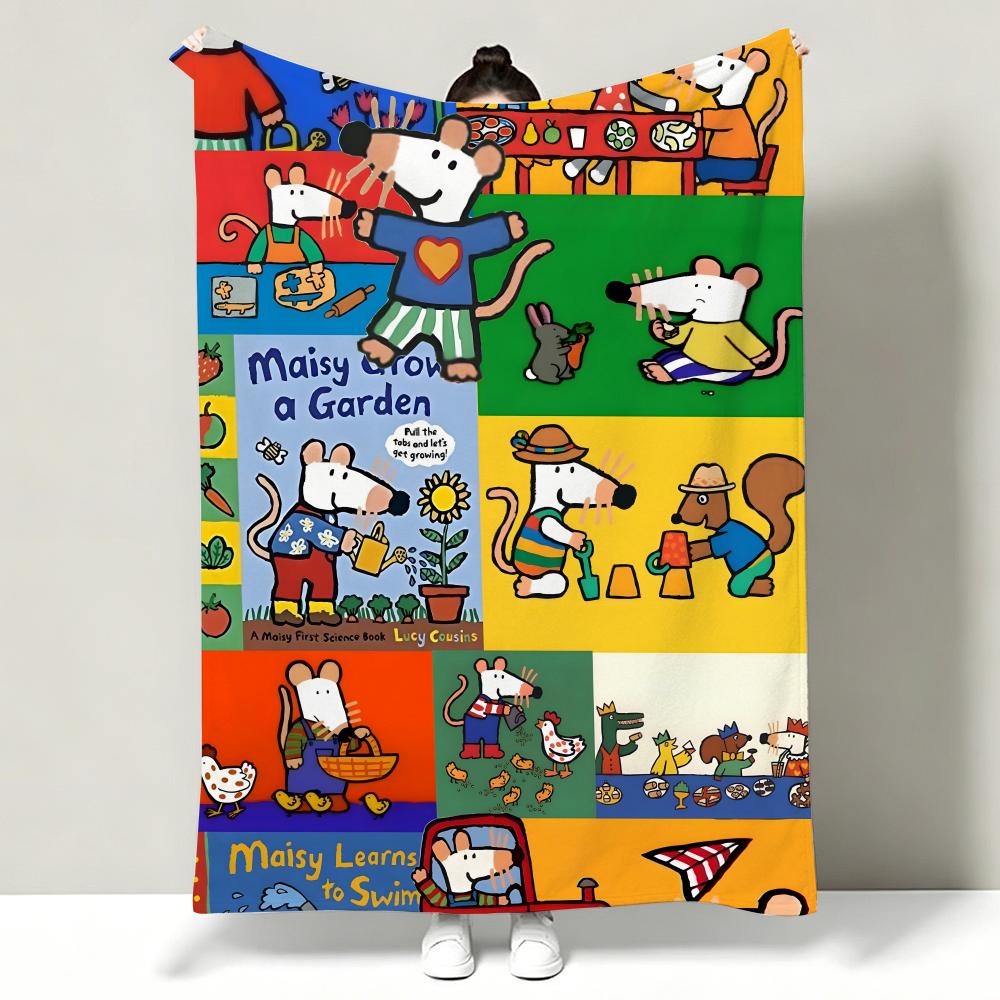 Cartoon M-Maisy M-Mouse Throw Soft Warm Flannel Throw Blanket, Multi-use for Sofa Bed Office Nap