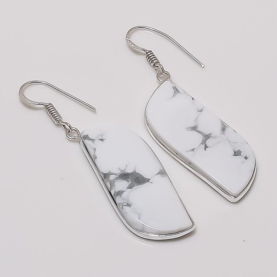 

Natural Howlite Gemstone Handmade 925 Sterling Silver Jewelry Earring 2.17 AEE-10768