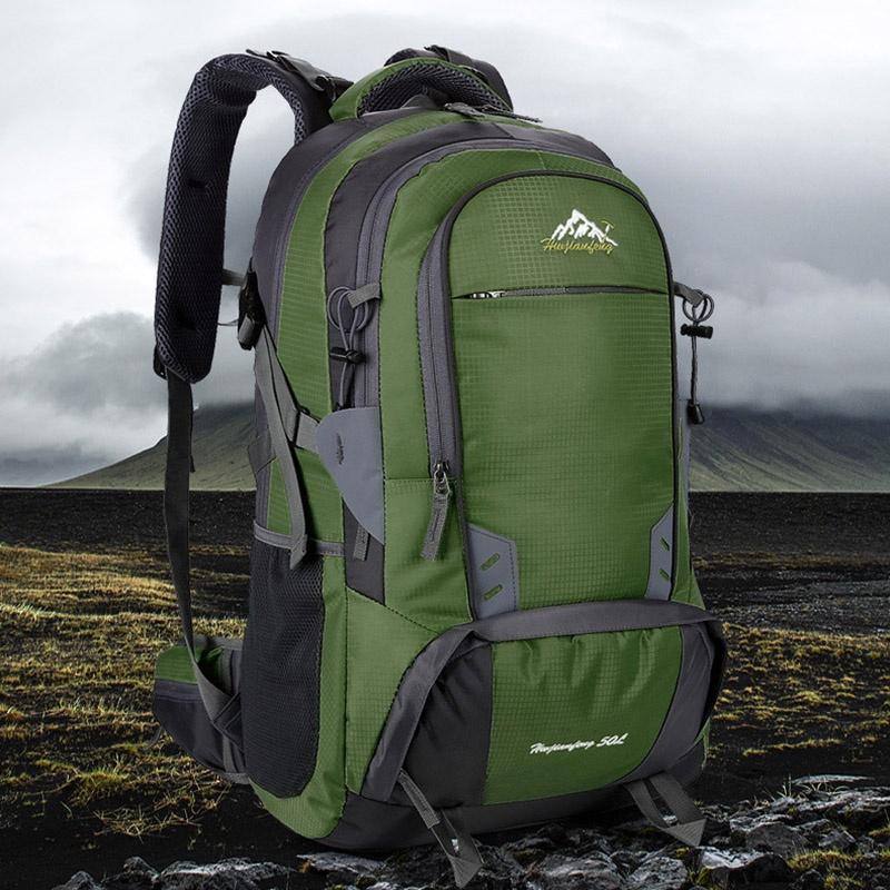 Spacious 50l Camping Backpack Travel Outdoor Bag With Waterproof Features For Hiking