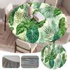 Waterproof Elastic Table Cover 60/90/100/120Cm Green Round Oil-Proof Tablecloth for Kitchen Dining Wedding Party Home Decoration