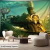 Hell Express Steam Train Tapestry Fantasy Art Dark Railroad Decor Gothic Wall Hanging Horror Theme Living Room Print