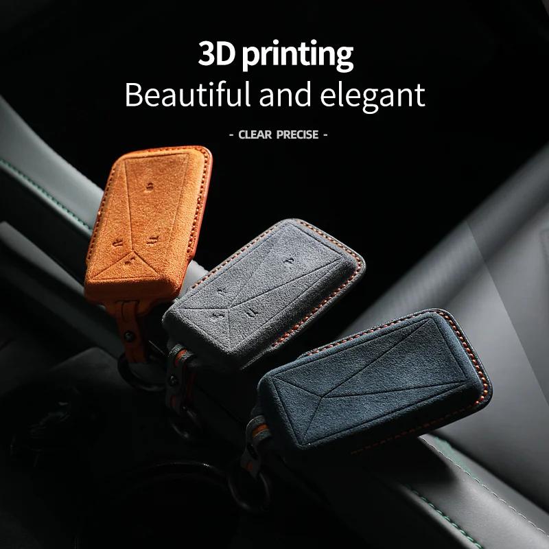 Interior Mouldings Alcantara Suede Car Remote Smart Key Case Cover Shell For Avatr Avita 11 12 Protector Keyless Keychain Access