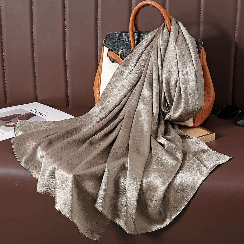Large Size Silkly Stain Scarf Women Plain Foulard Femme Luxury Hijab Long Bandana Evening Party Dress Shawls and Wraps