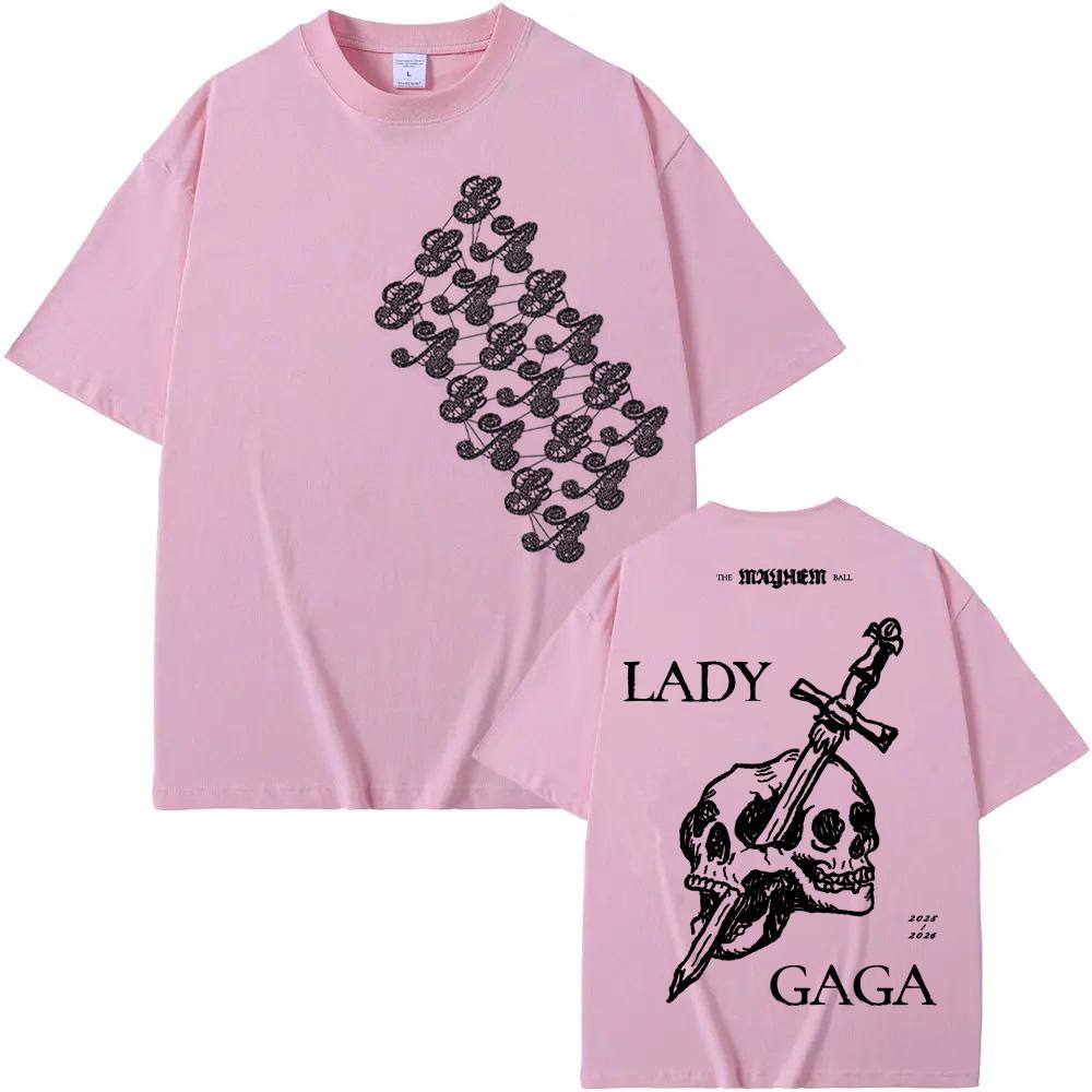 Skull T-Shirt 2025 NEW Summer Lady Gaga 's Same Style Tee-shirt High Quality 100%Cotton Round Neck Graphic Printing Camisetas