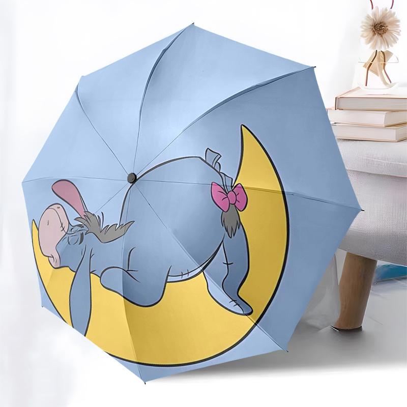 Winnie und Freunde Themen-Reiseregenschirm - 8 Rippen, Automatisches Öffnen und Schließen, Tragbares faltbares Design, Kompakter und stilvoller Regenschirm Geeignet