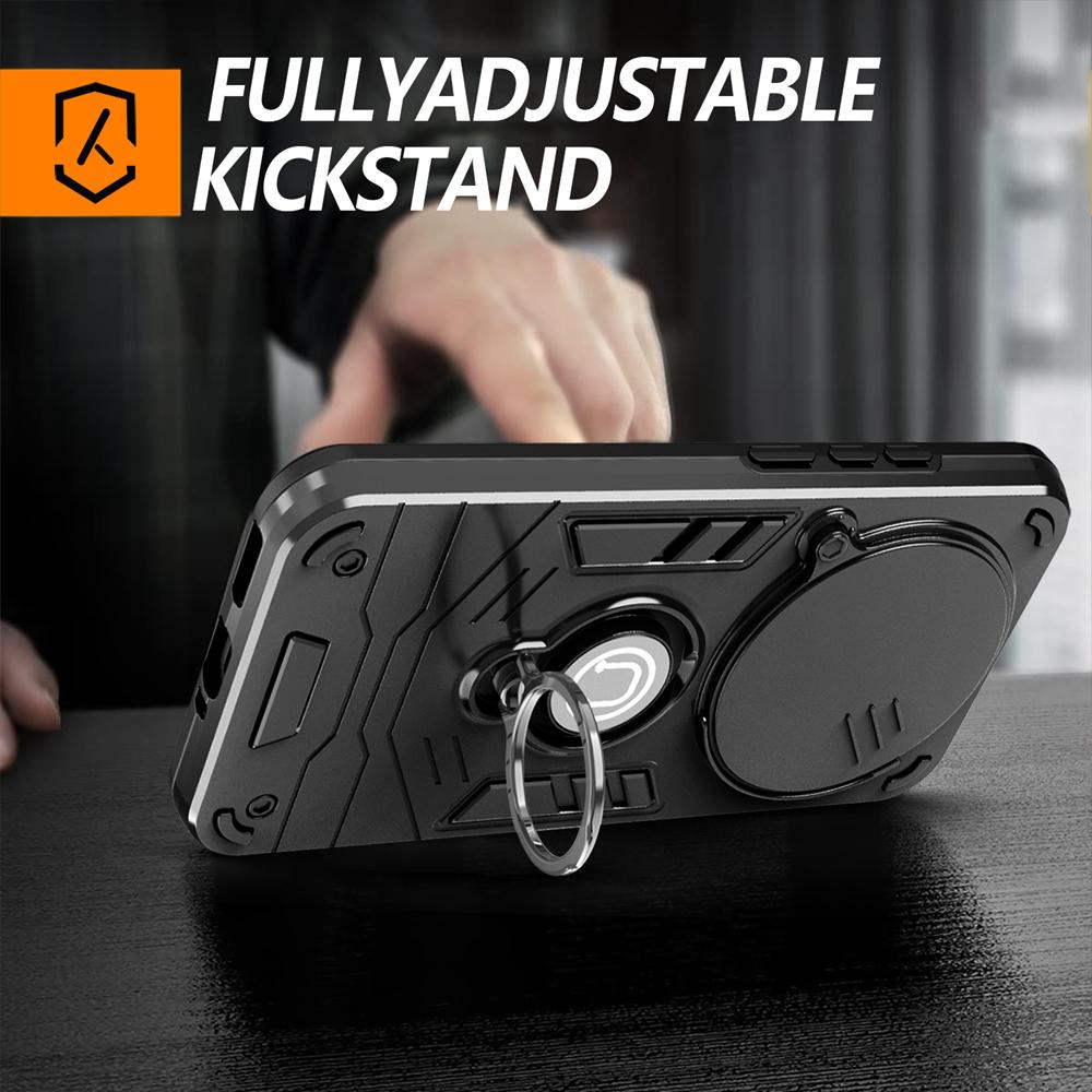 KEYSION Shockproof Armor Case for HONOR X9d 5G Camera Lens Protection Ring Stand Phone Back Cover for Huawei Magic 8 Lite 5G
