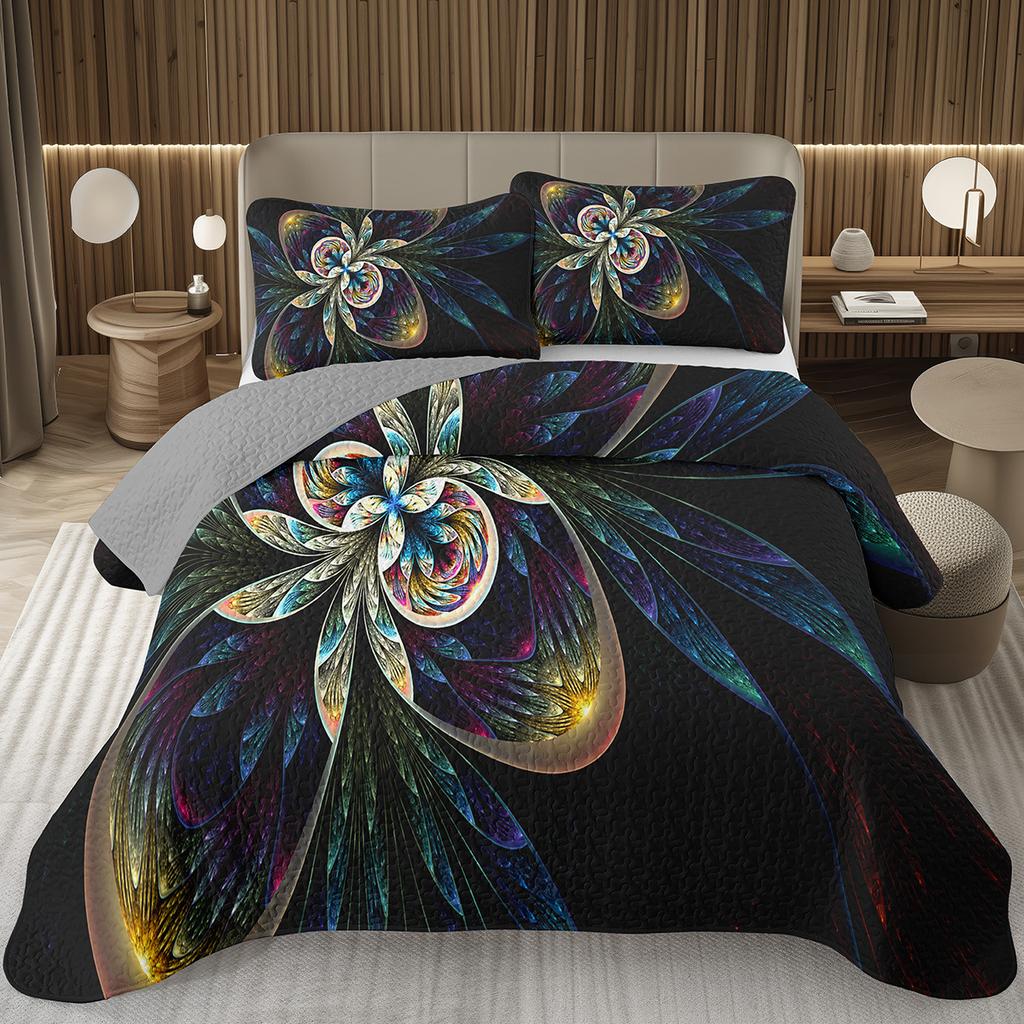 Geometric Quilted Bedspread Full King 3D Stereoscopic Square Bedding Set Modern Fashion Geometry Coverlet Set for Girls Teens