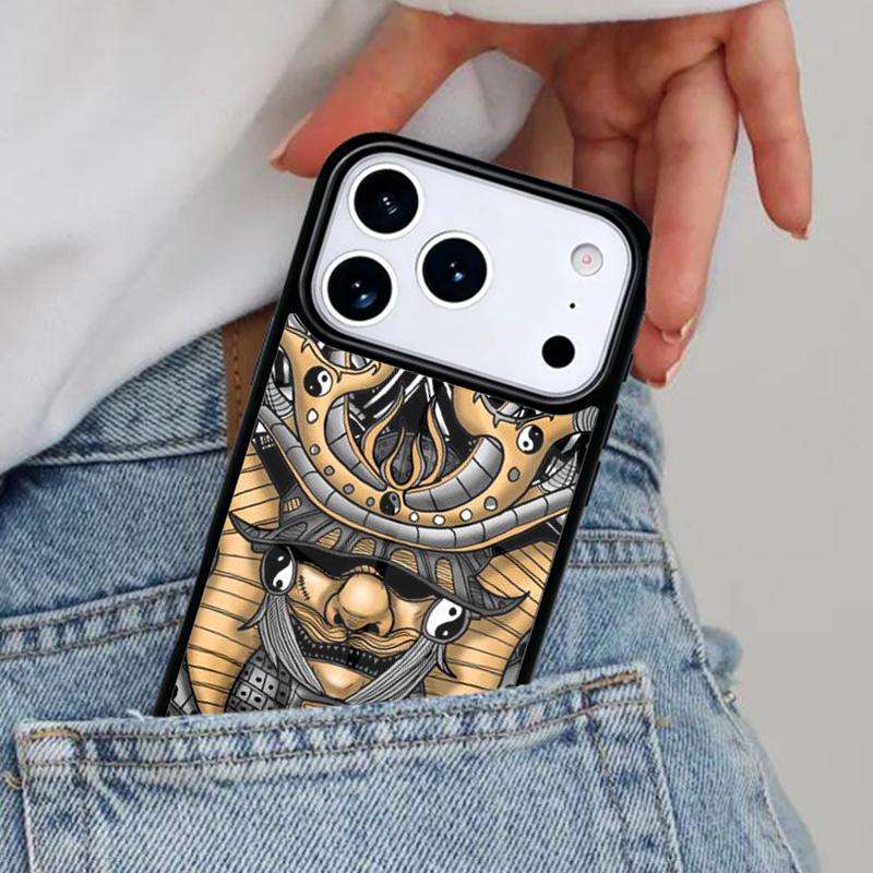 Samurai Mask Helmet Soft Phone Case for iPhone 17ProMax 12 13 14 15 16e 17 Pro Max Plus Air Cover