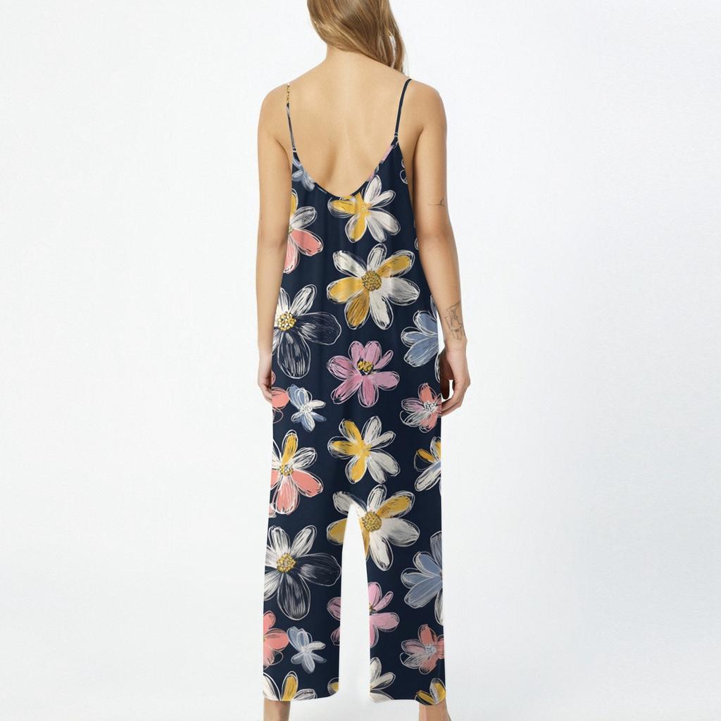 Damen Jumpsuit Bedruckter lässiger lockerer Jumpsuit