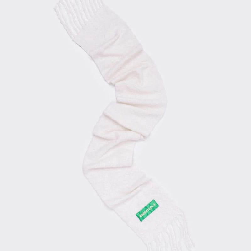 

BIMBA Y LOLA [22FW] BIMBA Y LOLA White Fringe Satin Logo Muffler B226JII017WHF White_FREE