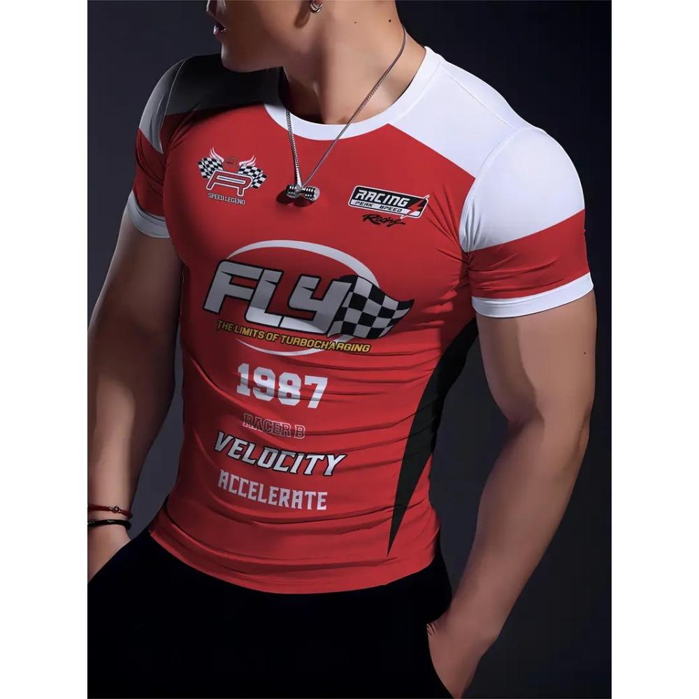 

Daily Fitness Geometric Line Printed Men s Crew Neck Shirt Outdoor Casual Loose Men s T-shirt Urban Street Trend Short Sleeve 6XL