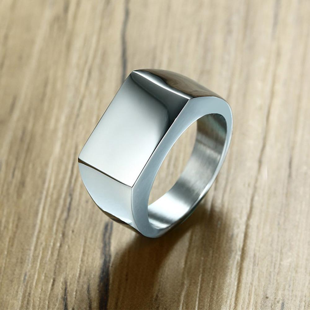 Customized Women Signet Ring,Minimalist 10MM Wide Finger Rings , Stainless Steel Punk Candid Fashion Jewelry Gift To Girls