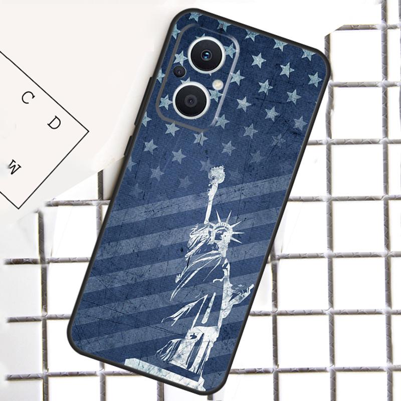 America Flag Statue of Liberty For OPPO Reno 13F 12F 14F 11F 10 11 12 13 14 Pro 8T 7 8 Lite OPPO Find X9 X8 X6 X5 Pro Case