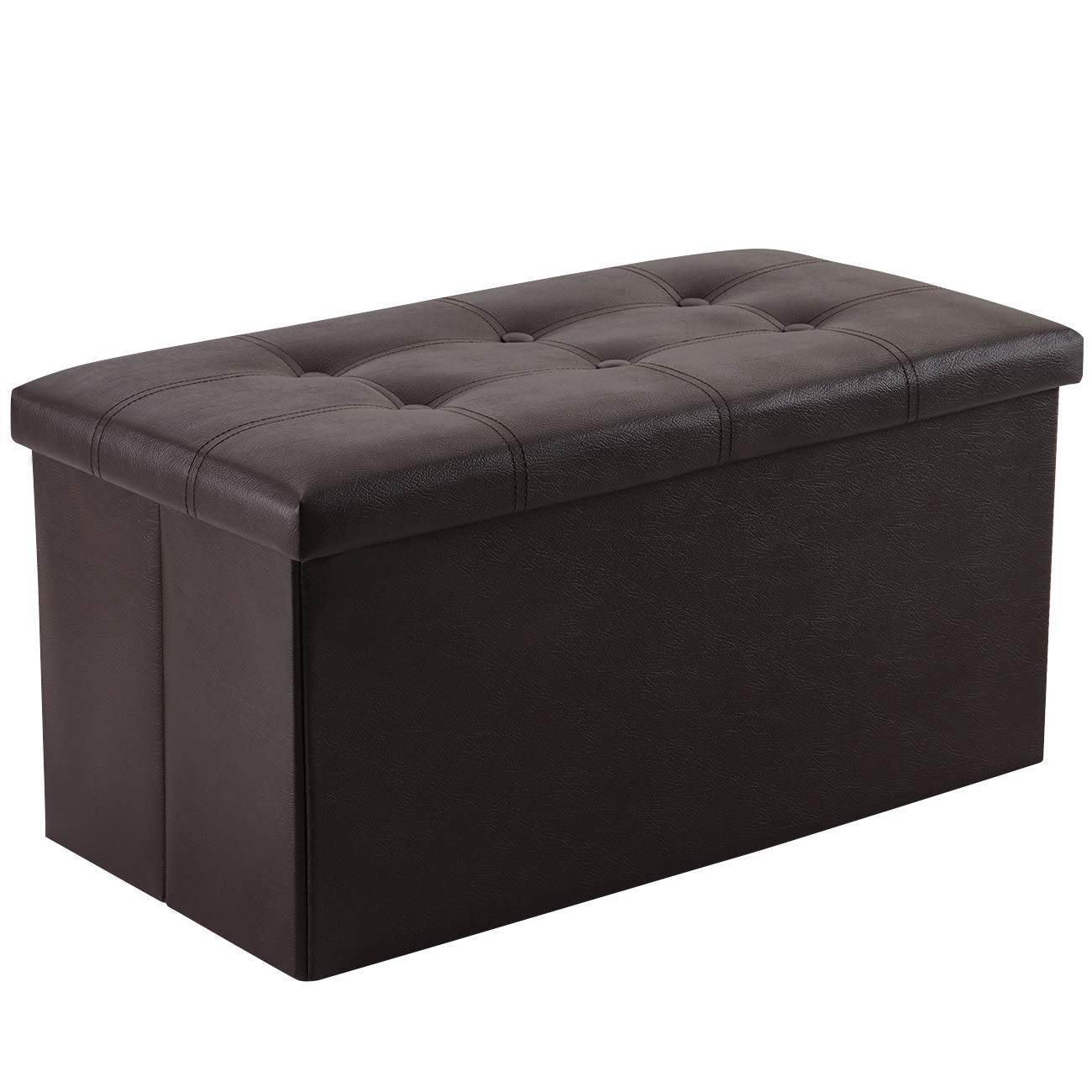 

YOUDENOVA Folding Storage with Ottoman and Step PU Suitable for Living and 160kg Weight Capacity Stool, Two-Seater, Storage, Footrest, Stool, Leather,