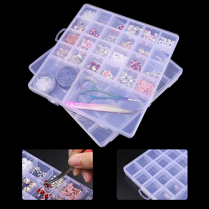 26 Grid Transparent Nail Art Empty Storage Case Box Nail Glitter   Bead Display Accessories Container Box