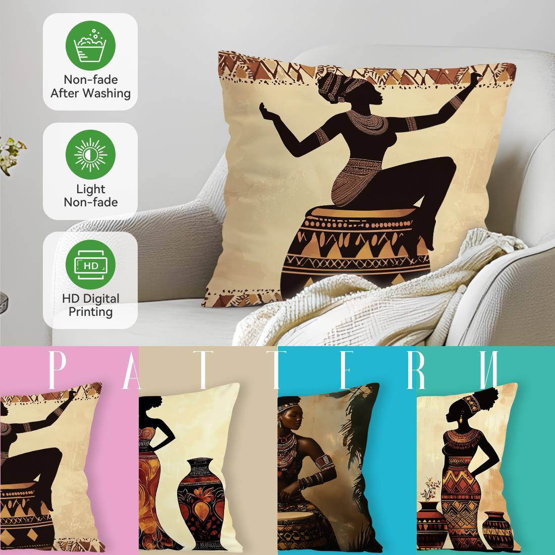 Tinika Chen Unisex African Charming Women Pillowcase Printed Polyester 45X45cm Throw Pillowcover Decorative Sofa Cushion Pillowslip Home Decor