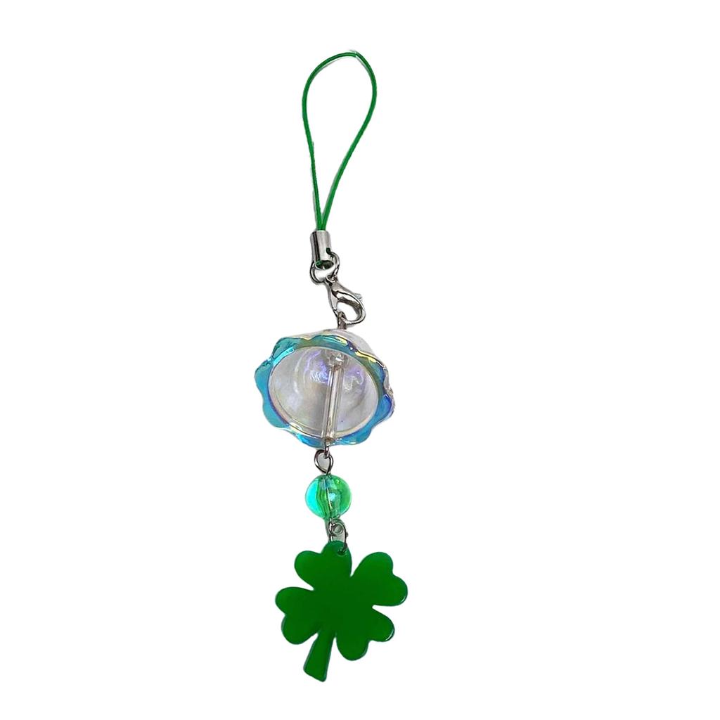 Practical Acrylic Clovers Leaf Mobile Chain with Crisp Sound Portable Accessory Good Luck Charm for Trendy Women