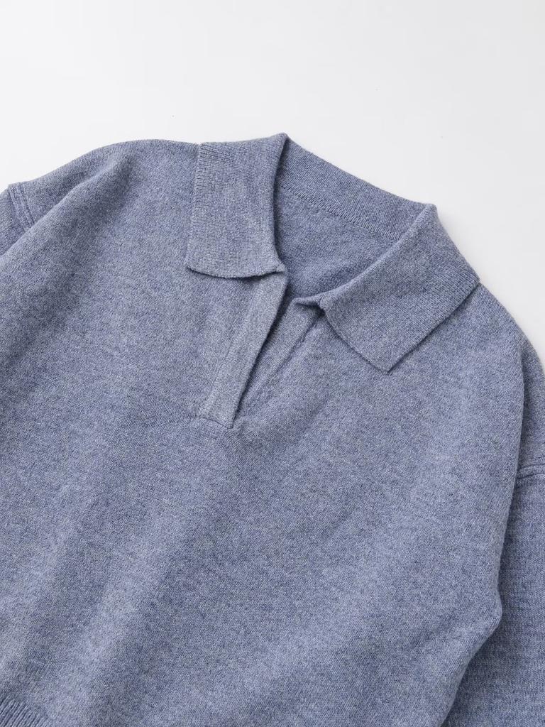 European and American style, new women's clothing, foreign-style cashmere-blended POLO shirt-type knitted sweater 1505103