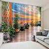 Custom Japanese Landscape Curtains Mount Fuji Red Maple Tree Theme Japanese Restaurant Window Semi-blackout Curtains 2Panels