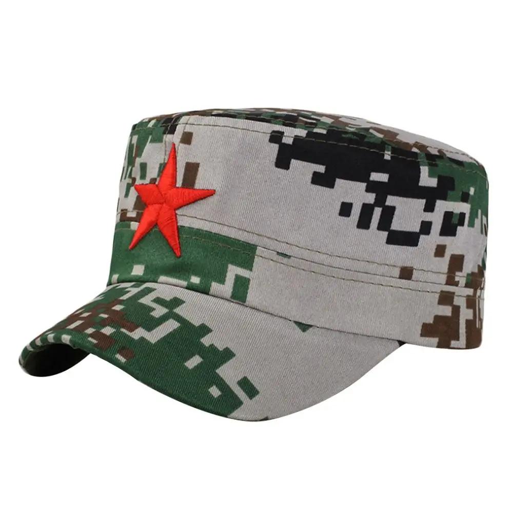 Unisex Cotton Men Cap Spring Summer Beach Outdoor Street Street Cool Church Sunhat Flat Top Hat With Red Star Dropshipping