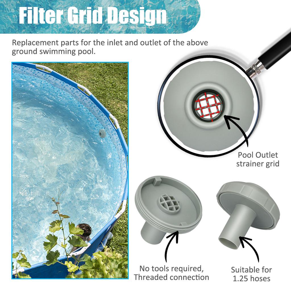 Schwimmbad Einlass Auslass Düse Sieb Anschluss Langlebiges PP Erhöhter Wasserdurchfluss Pool Wasserstrahldüsen