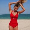 Wide Strap Women One Piece Swimsuit Hollow Out Bathing Suit Tummy Control Beach Wear Cirss Cross Swimwear