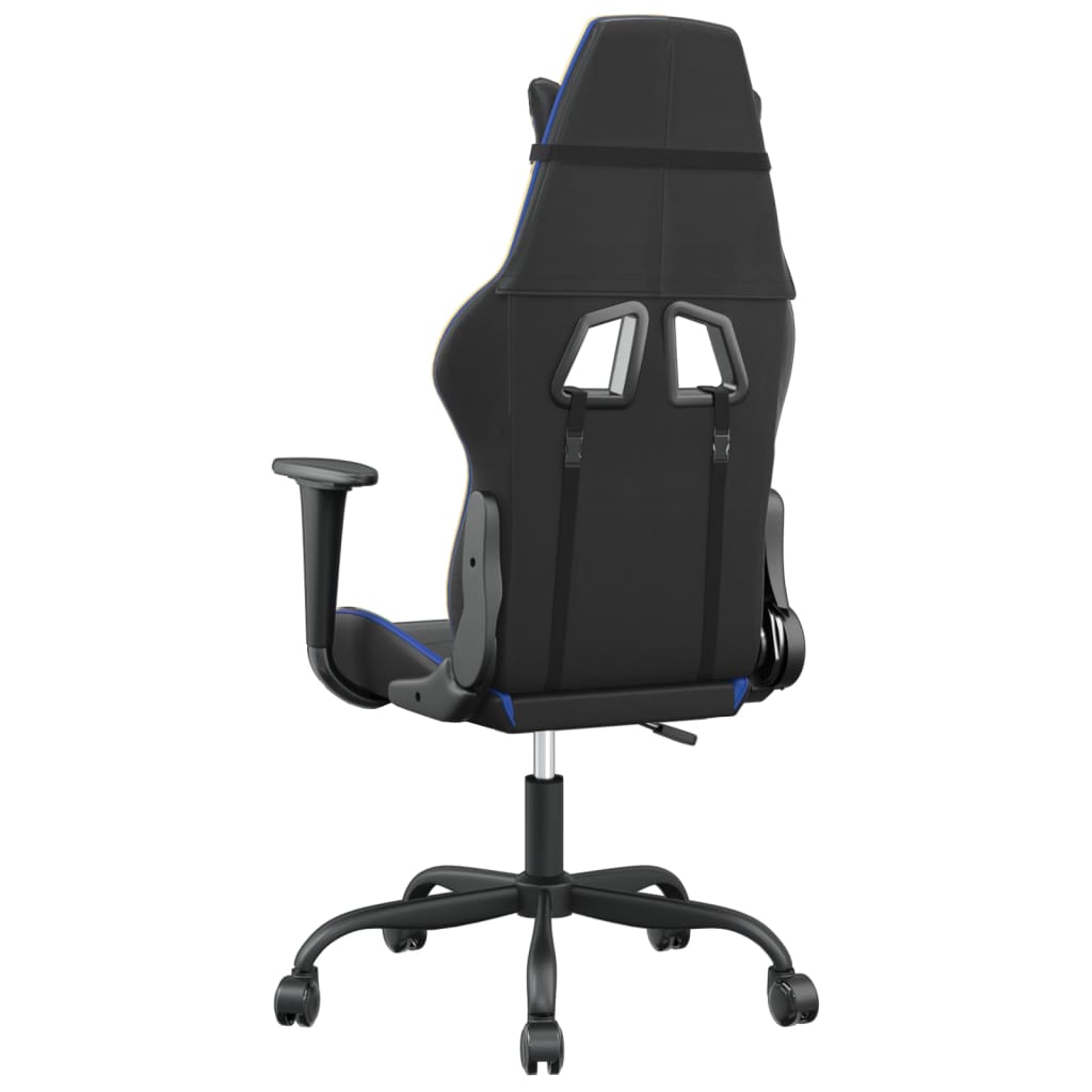 Gaming Chair with Massage Function Black and Blue Synthetic Leather